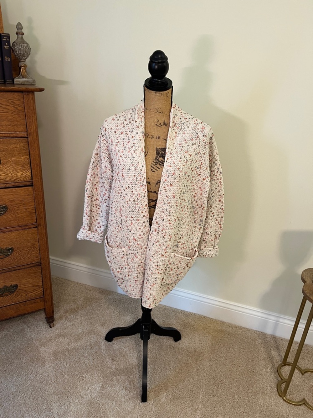 cupcakes & cashmere Cream Speckled Open Cardigan